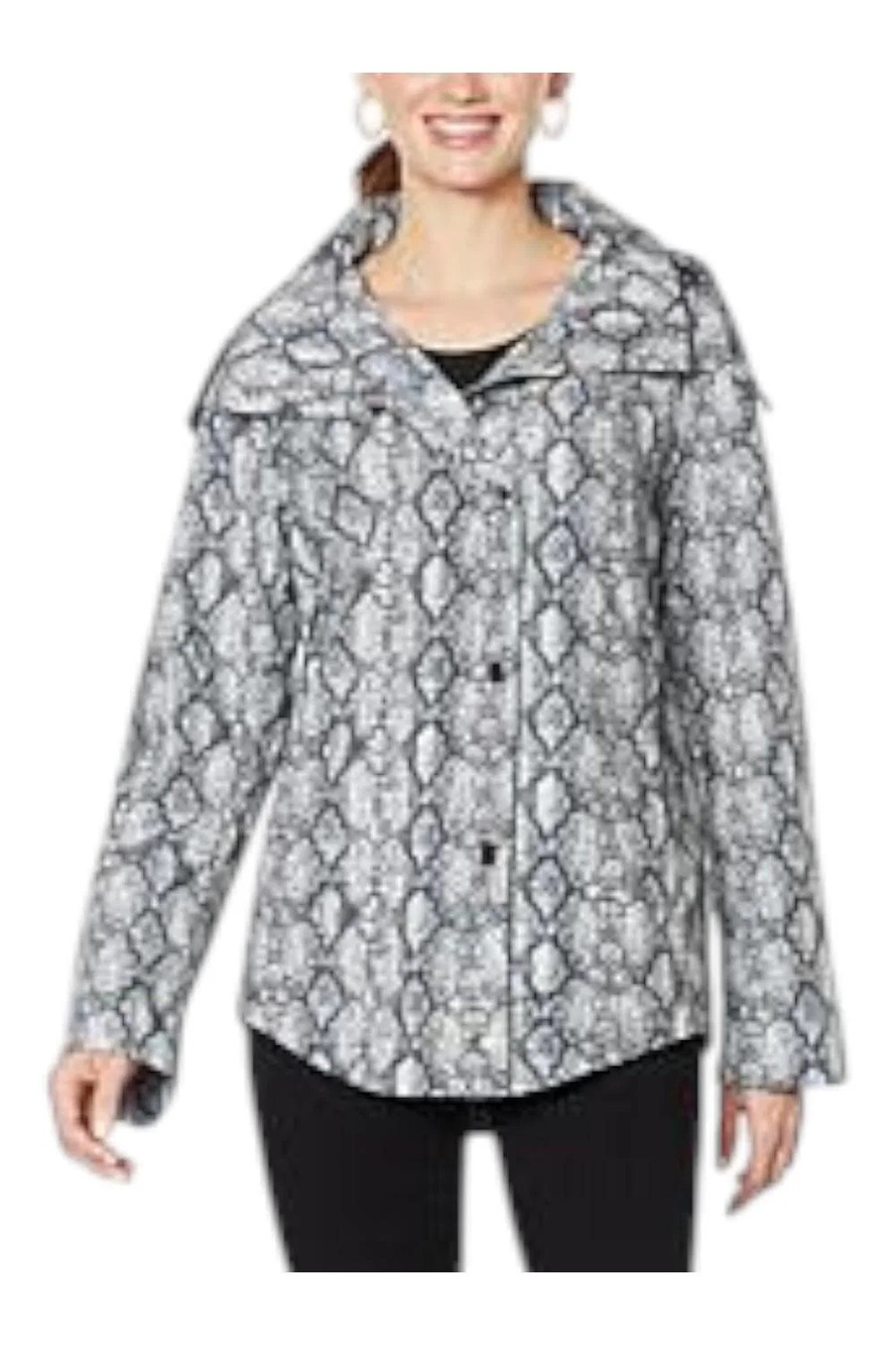Laurier & Co. Women's Wind and Water Resistant Flare Coat Snake Print - Regular